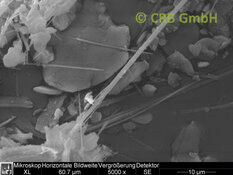 SEM image of anthophyllite asbestos in kinetic sand | © CRB Analyse Service GmbH